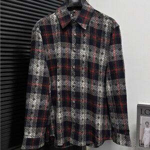 Chrome Hearts Black and Red Plaid Shirt